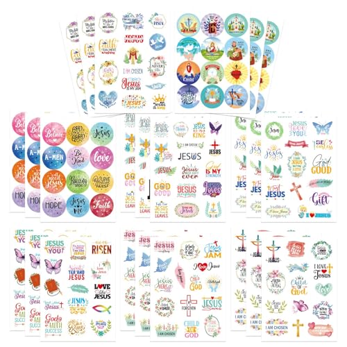 DUJAA 348 PCS Inspirational Christian Stickers Bible Verse Jesus Stickers for Laptop Phone Cases Scrapbook Religious Faith Wisdom Words Sticker Christian Easter Gifts - Image 1
