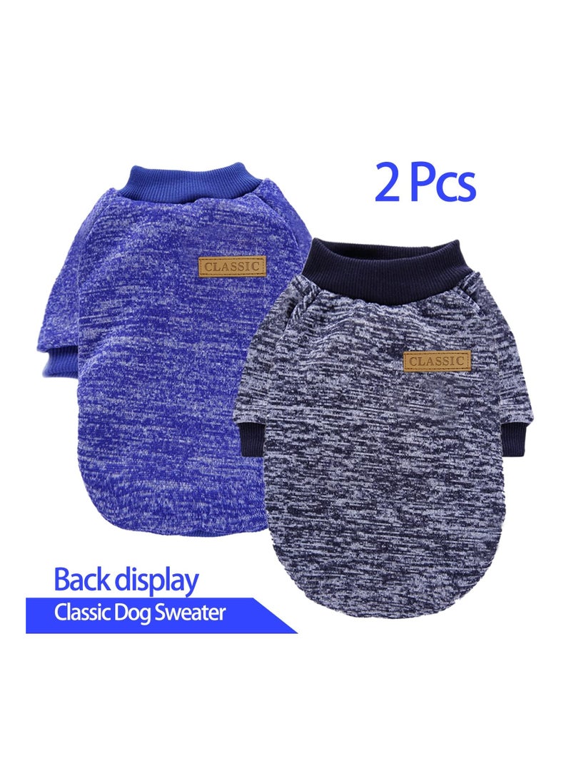 2 Pack Warm Pet Dog Sweater Winter Soft Thick Knitwear for Small Dogs Dark Blue Navy Blue - Image 3
