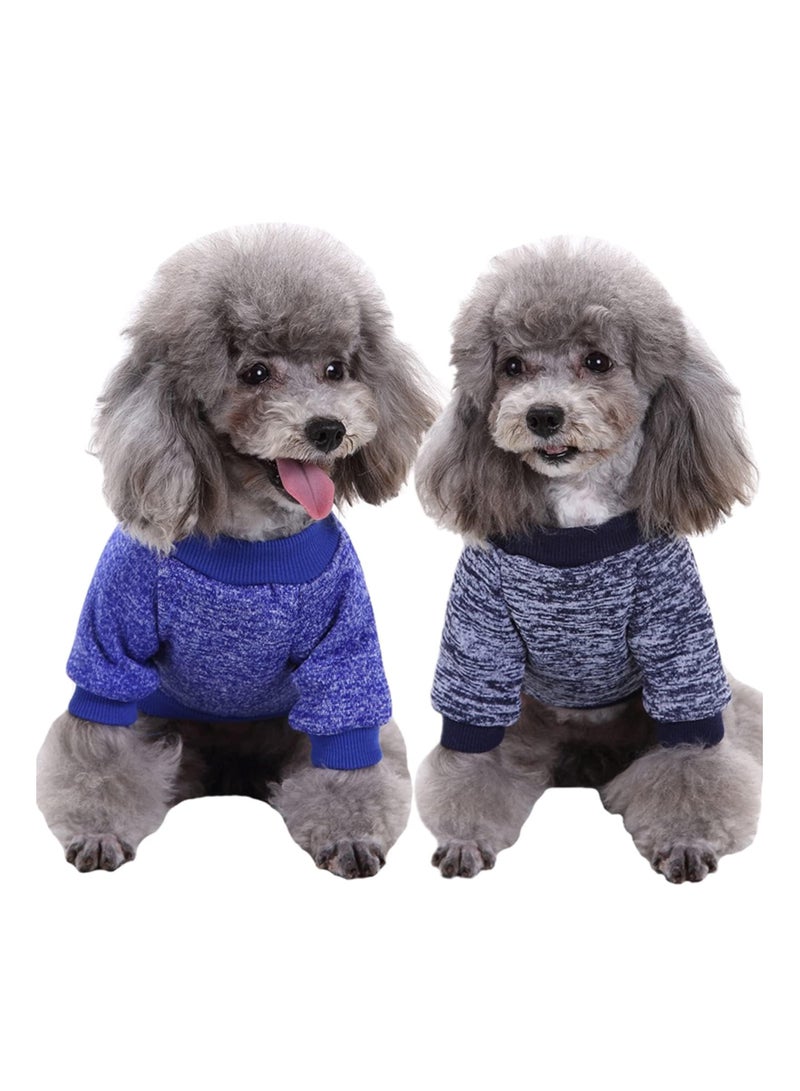 2 Pack Warm Pet Dog Sweater Winter Soft Thick Knitwear for Small Dogs Dark Blue Navy Blue - Image 2