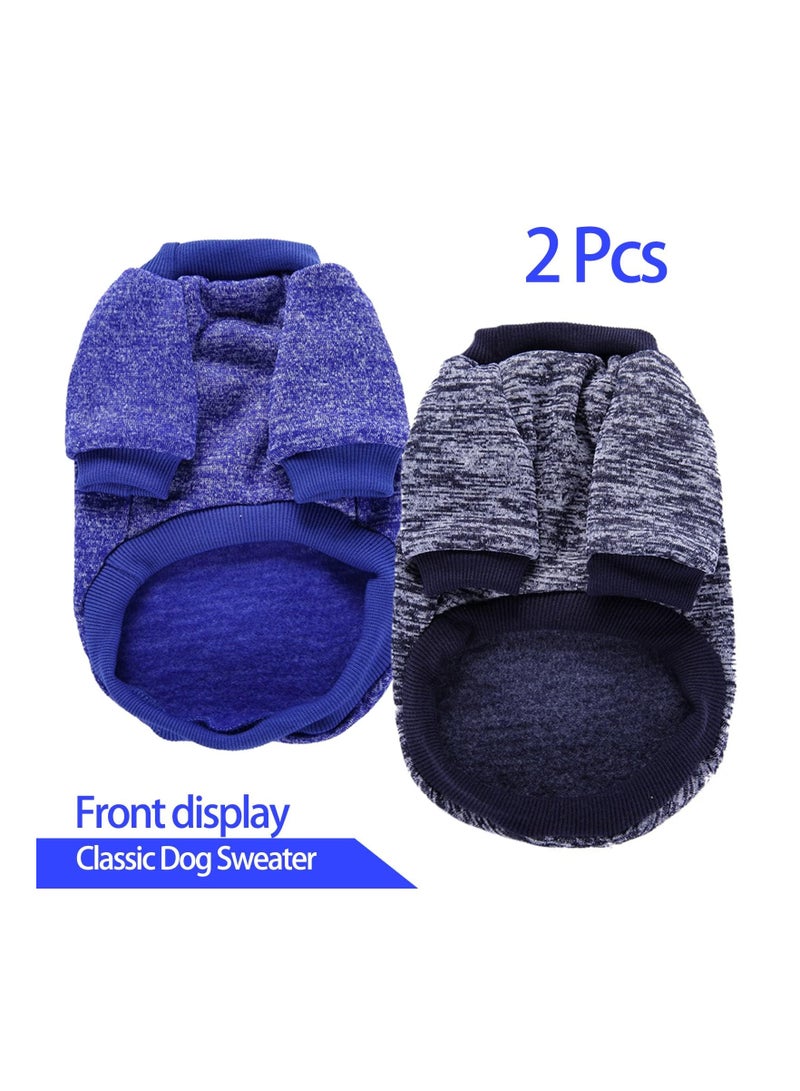 2 Pack Warm Pet Dog Sweater Winter Soft Thick Knitwear for Small Dogs Dark Blue Navy Blue - Image 4