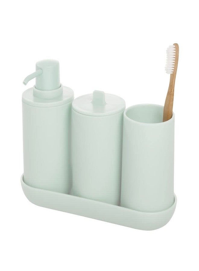 InterDesign iDesign 4-Piece Recycled Plastic Bathroom Accessory Set, The Cade Collection - 9.75" x 4.125" x 6.5", Green - Image 1