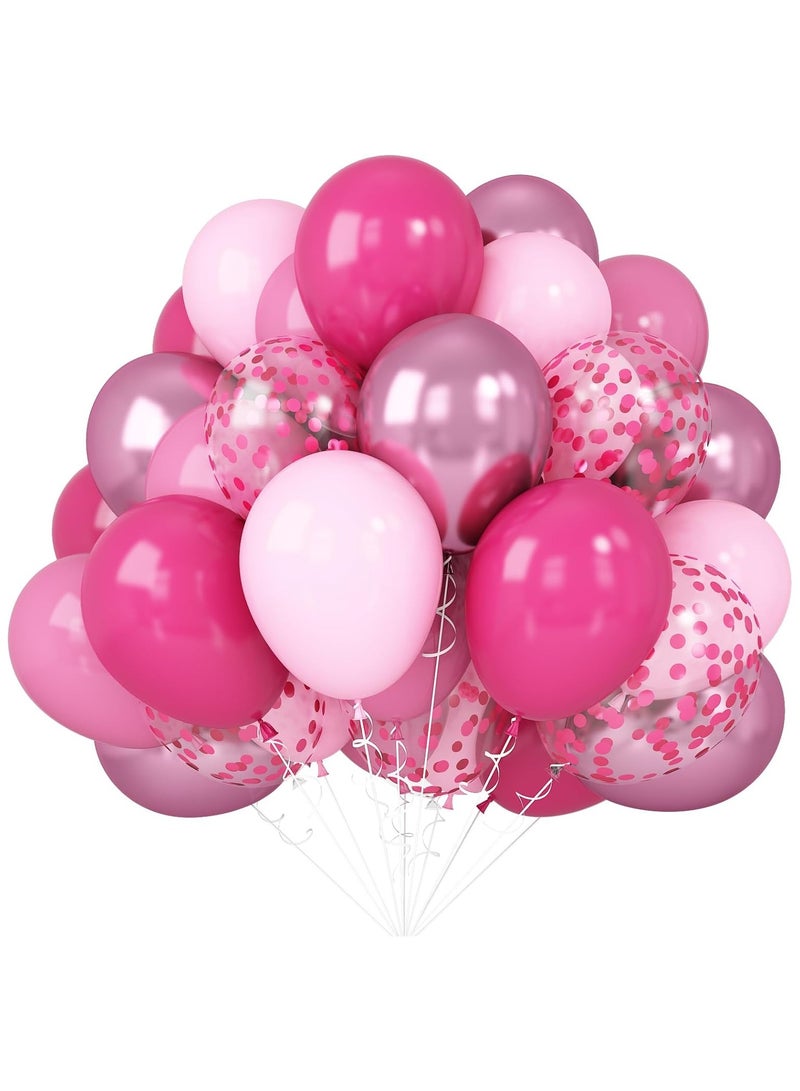 HOME ZONE Set 50pcs 12inch Metallic Light Pink Balloon Pastel Pink Latex Helium Balloons Confetti Chrome Pink Balloon Princess Birthday Party Decorations Bride Wedding DIY Supplies - Image 1