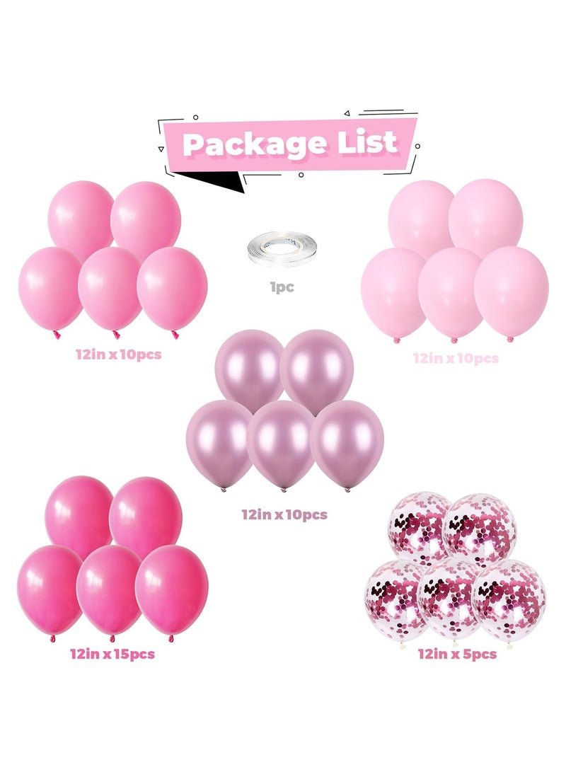 HOME ZONE Set 50pcs 12inch Metallic Light Pink Balloon Pastel Pink Latex Helium Balloons Confetti Chrome Pink Balloon Princess Birthday Party Decorations Bride Wedding DIY Supplies - Image 2