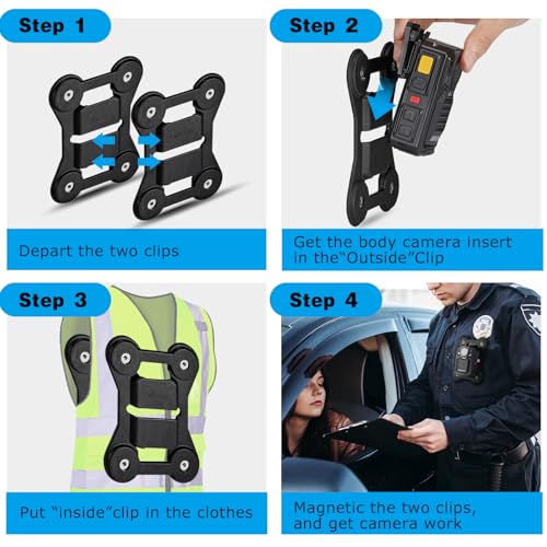 BOBLOV Body Camera Magnet Mount, Two Pieces Magnets Clips, Universal Magnetic Suction Back Clip, Made from Black Silica, Stick to Clothes for Universal All Brand Body Camera - Image 4