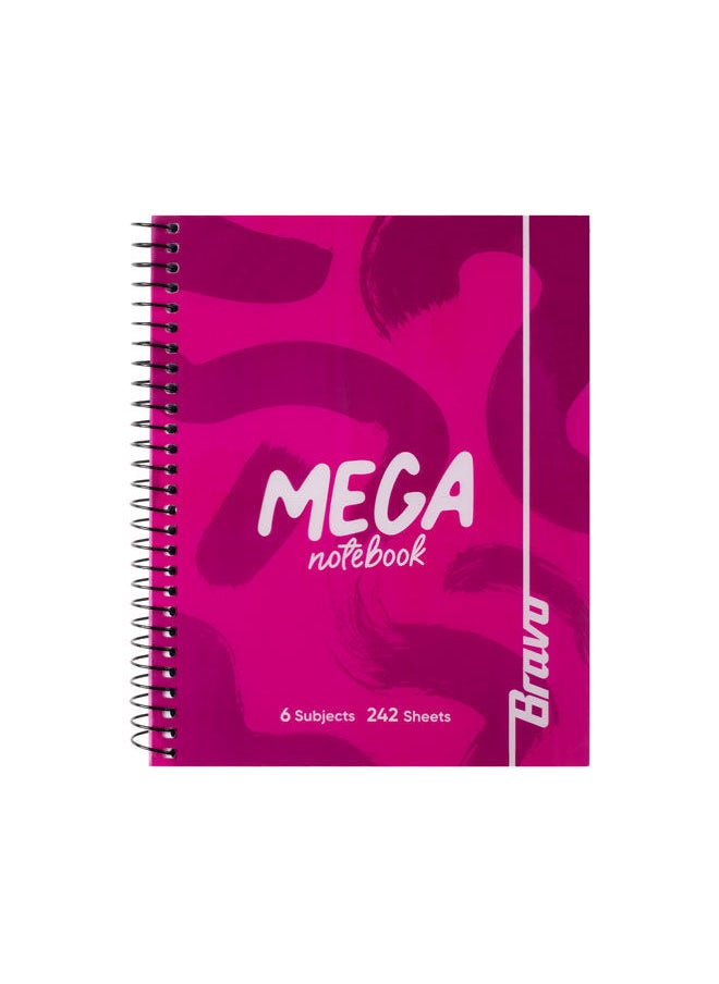 Bravo New Mega Notebook Large - 6 Subjects - Pink  - Image 1