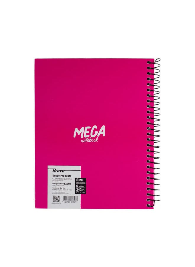Bravo New Mega Notebook Large - 6 Subjects - Pink  - Image 2
