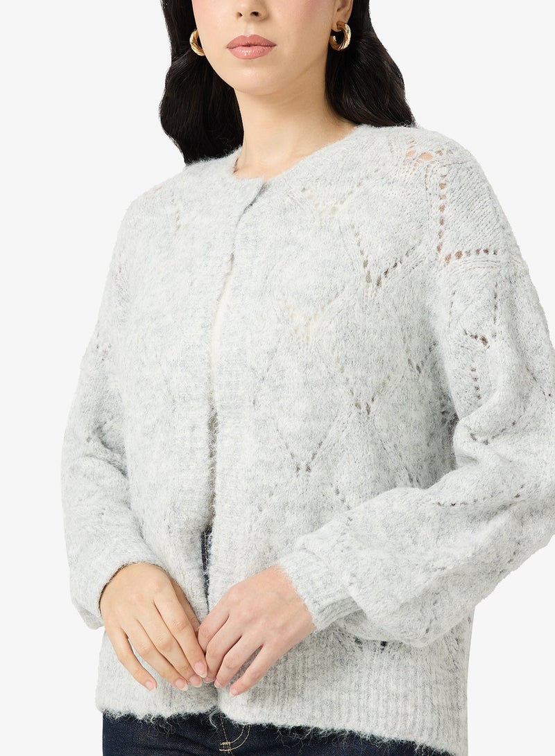 VERO MODA VMSHELL Long Sleeve One-Button O-Neck Cardigan - Image 3