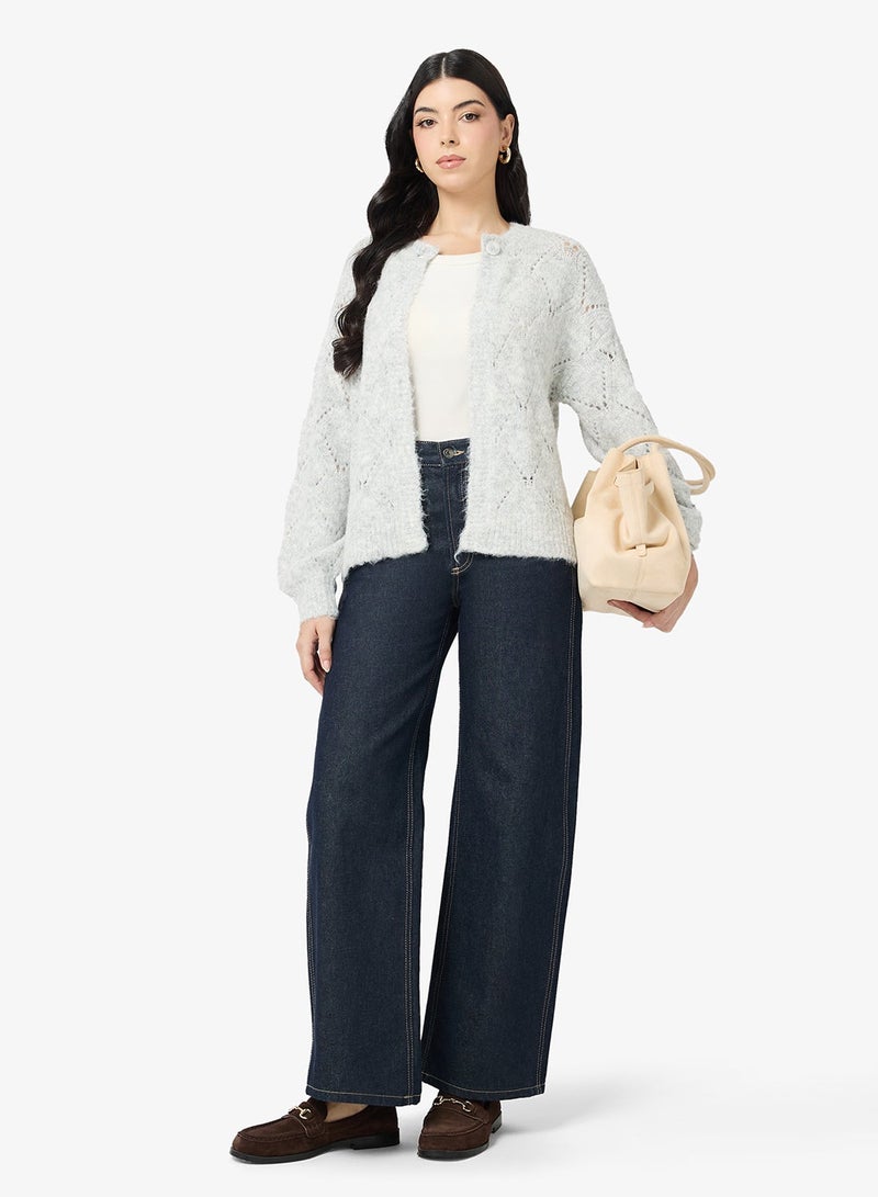VERO MODA VMSHELL Long Sleeve One-Button O-Neck Cardigan - Image 4