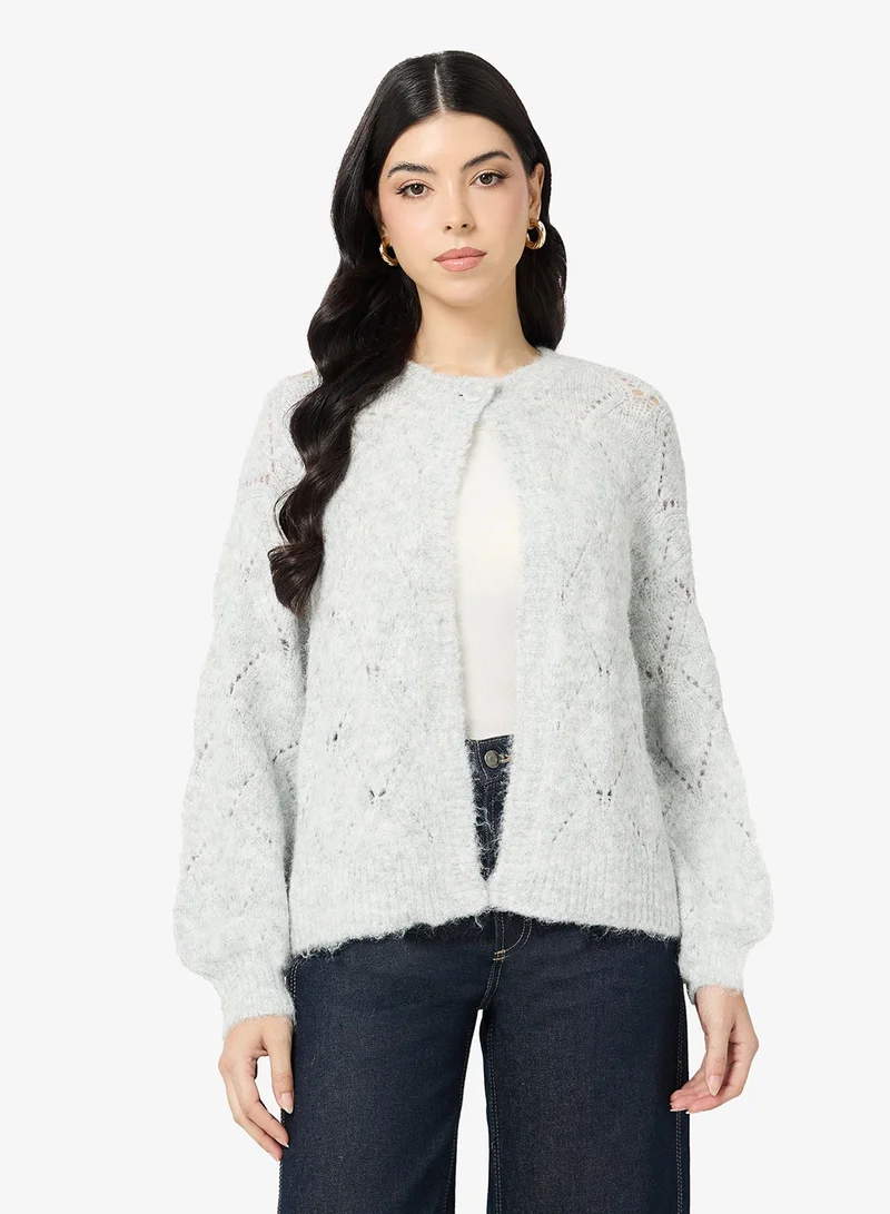 VERO MODA VMSHELL Long Sleeve One-Button O-Neck Cardigan