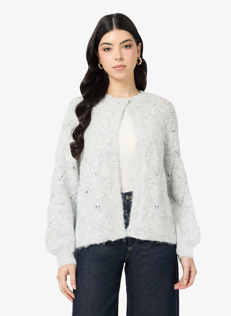 VERO MODA VMSHELL Long Sleeve One-Button O-Neck Cardigan - Image 2