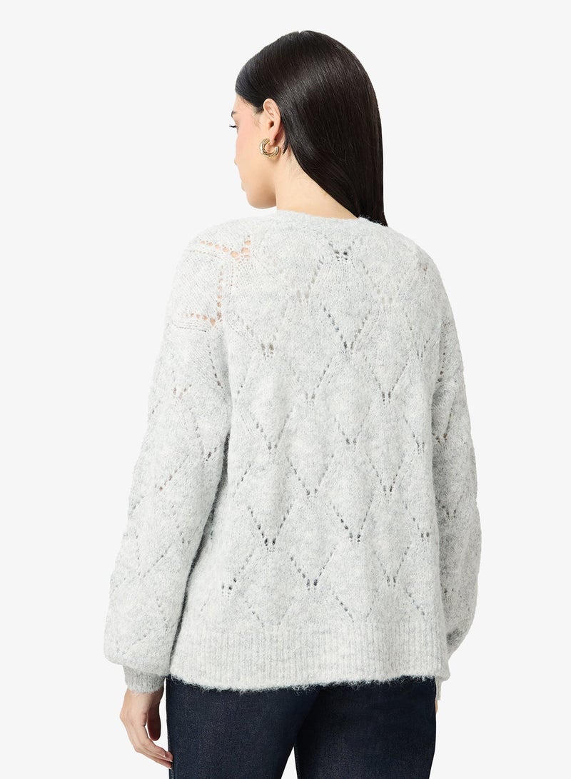VERO MODA VMSHELL Long Sleeve One-Button O-Neck Cardigan - Image 3