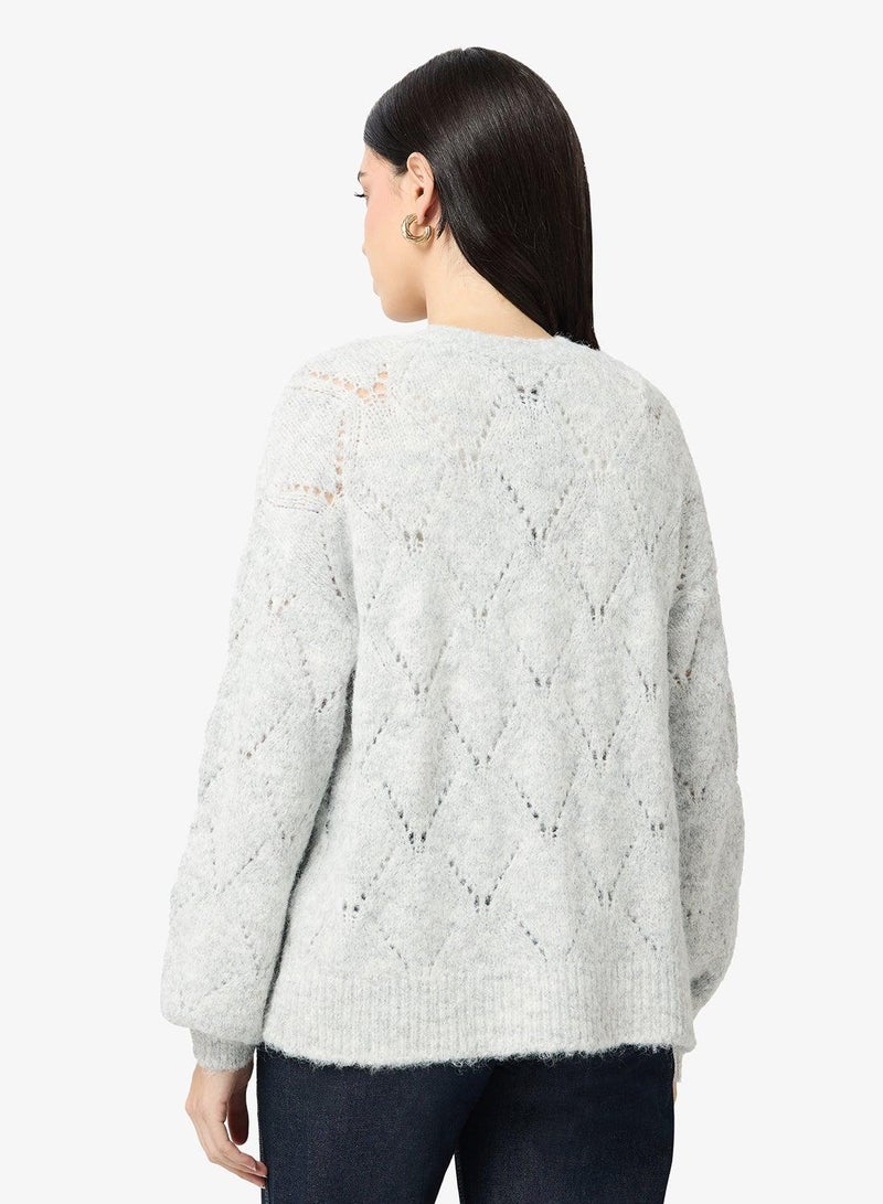 VERO MODA VMSHELL Long Sleeve One-Button O-Neck Cardigan - Image 4