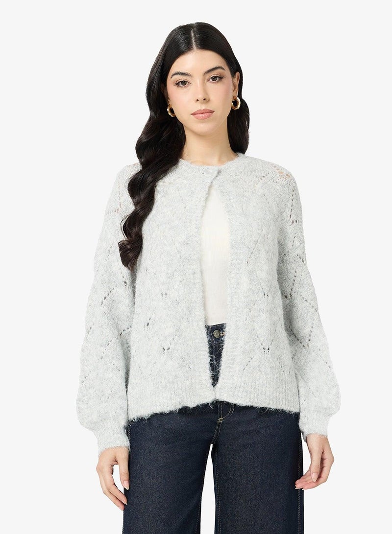 VERO MODA VMSHELL Long Sleeve One-Button O-Neck Cardigan - Image 3