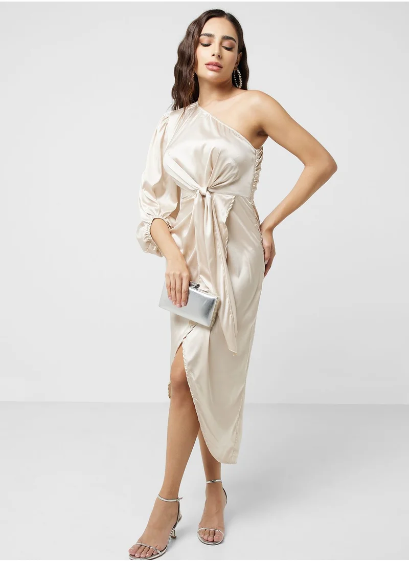 ELLA One Shoulder Waist Knot Dress