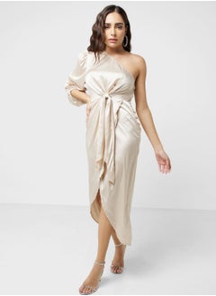 ELLA One Shoulder Waist Knot Dress  - Image 4