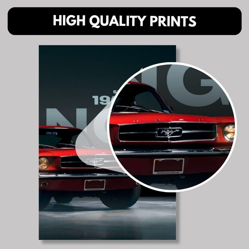 Funk You Store Paper Shelby Mustang GT500 & 1965 Poster Split Design Car Posters | Large Size (89 x 42 cm) | 3 A3 (42 x 29 cm) Sized Muscle Car Art for Wall | Supercar Wall Decor - Image 3