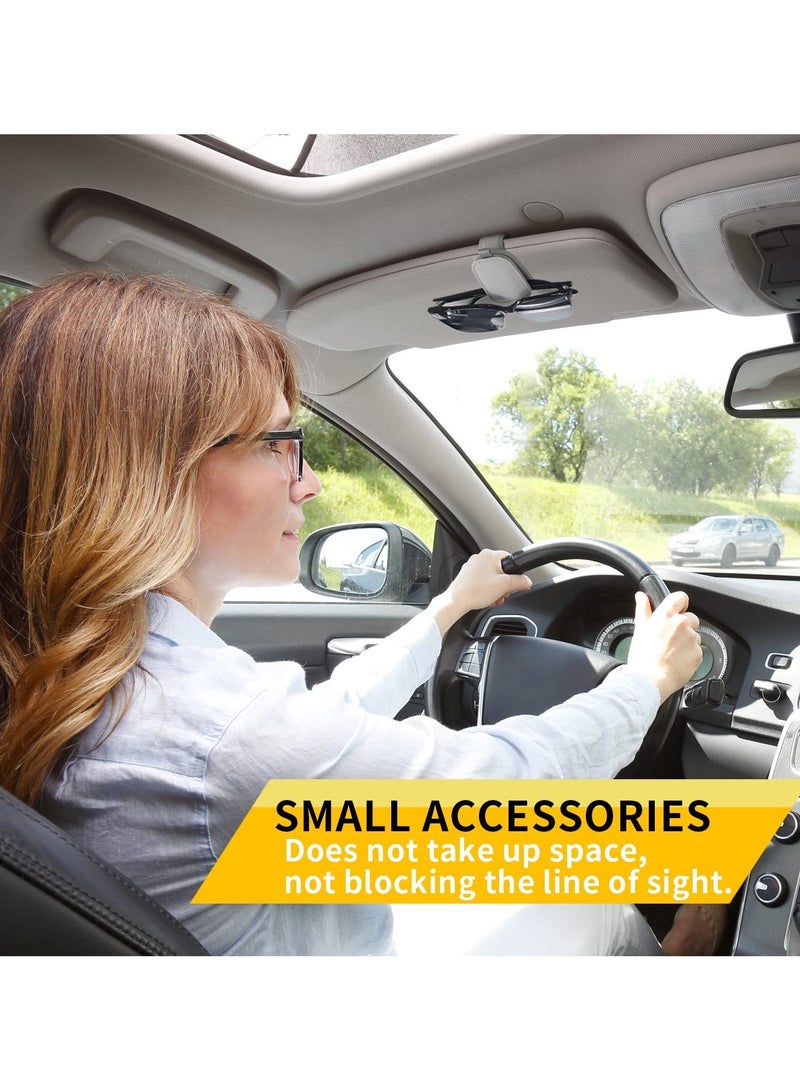 2 Packs Sunglasses Holders for Car Visor - Magnetic Leather Sunglasses Holder and Ticket Card Clip - Car Visor Accessories (Silver Grey) - Image 5