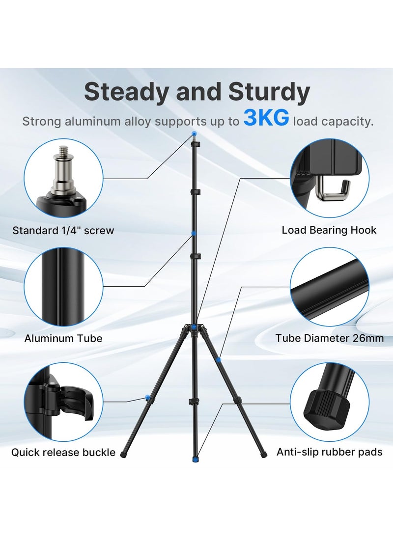 Ulanzi - Ulanzi TT43 Extendable Photography Light Stand, Adjustable 6.23ft Aluminum Light Tripod, Reversible Portable Studio Lighting Tripod for Continute Output Lighting/Strobe Light/Webcams/Cameras/Softbox - Image 1