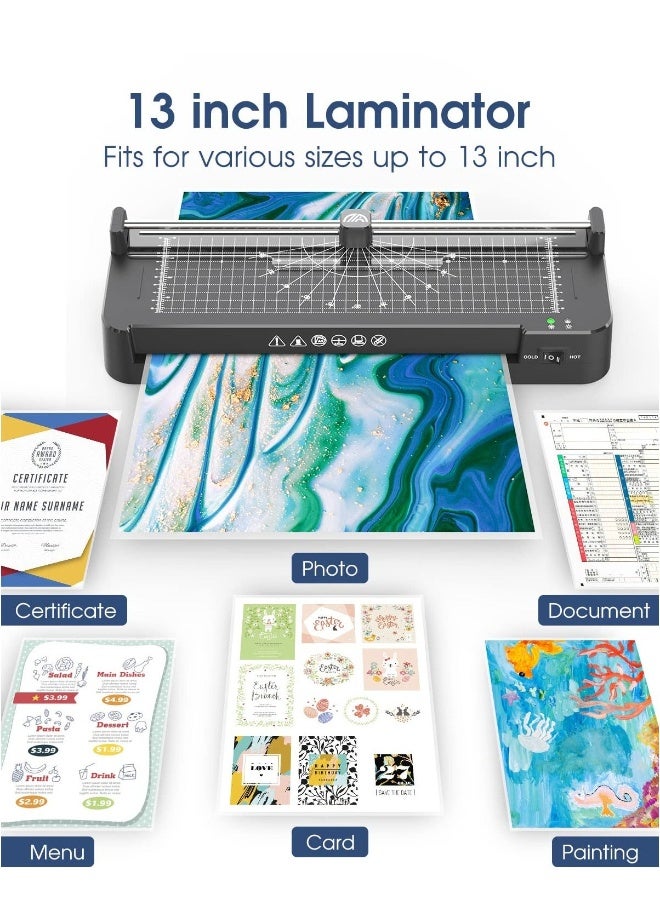 FN Laminator Machine 13 Inch Wide with Laminating Sheets 40pcs, Laminator Machine Hot and Cold, Thermal Laminator 11x17 for A3 A4 A5 A6 with Paper Trimmer, Corner Rounder - Image 5