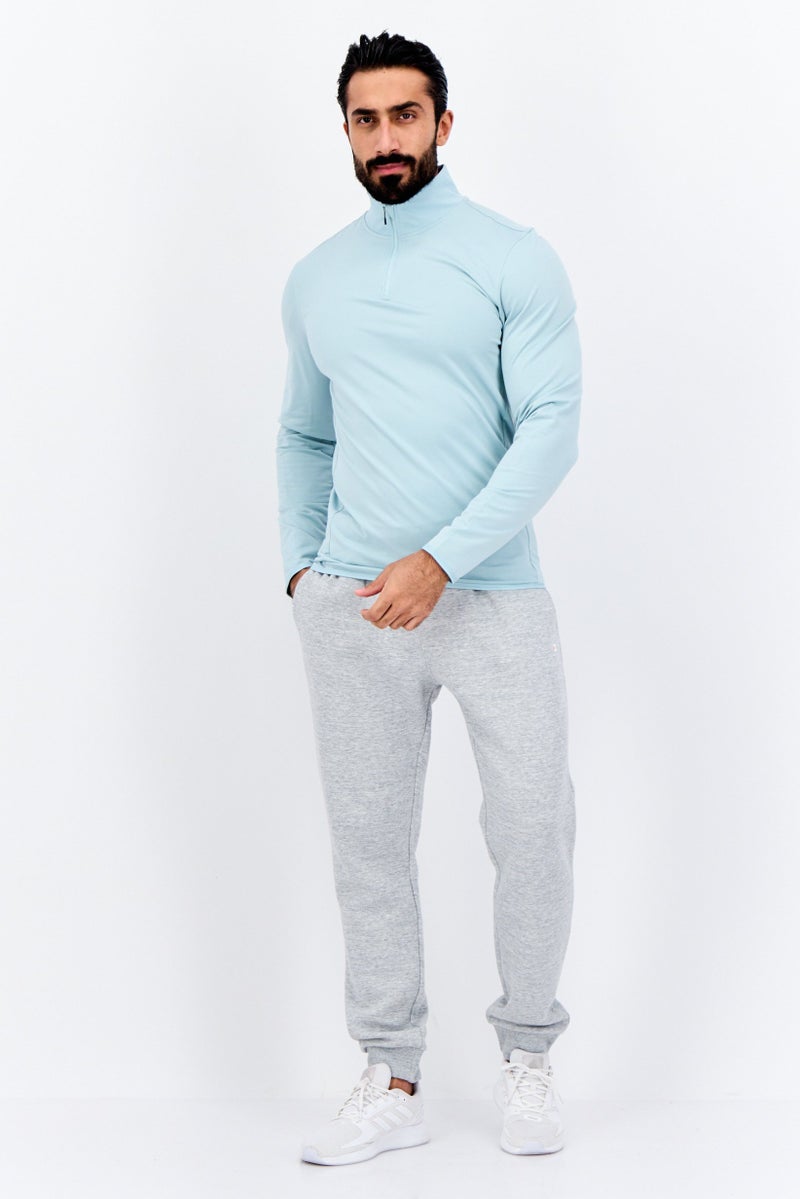 Lyle & Scott Men Mock Neck Solid Long Sleeves Half Zip Sweatshirt, Blue Shore - Image 4