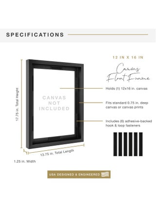MCS Canvas Float Frames 12x16 Frame, Black Frame for Finished Canvases, Vertical & Horizontal Wall Hanging Large Frame with Adhesive for Canvas Paintings (1-Pack) - pzsku/ZF65779F7DD0139EAC5A2Z/45/_/1740118369/4b85f4bf-2c65-4419-8d1d-07c45768c3e5