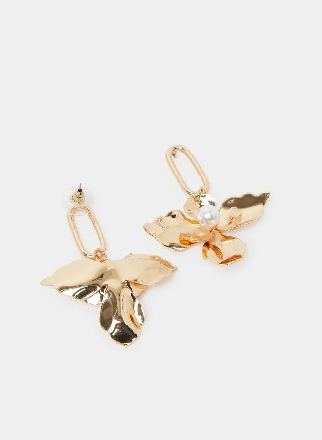 Styli Gold-Tone Floral Pearl Drop Earrings
