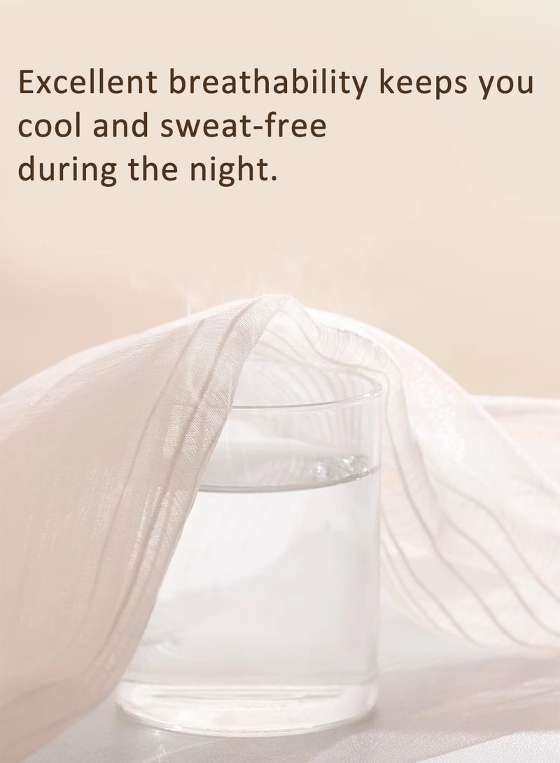 Air Conditioner Deflector Fabric to Anti Direct Blowing, Stripe Voile Fabric, No Drilling Needed Velcro Attachment, Fits 1-1.5HP AC Unit (Transparent White, W150cm x H50cm) - Image 3