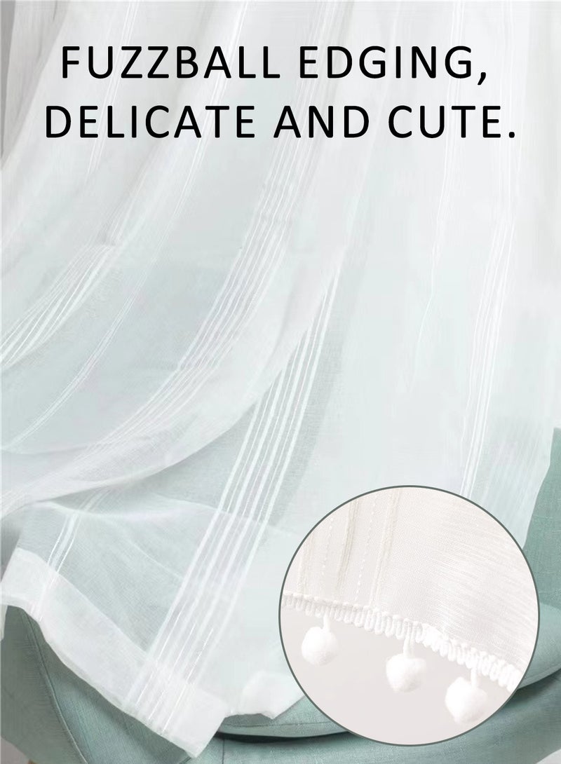 Air Conditioner Deflector Fabric to Anti Direct Blowing, Stripe Voile Fabric, No Drilling Needed Velcro Attachment, Fits 1-1.5HP AC Unit (Transparent White, W150cm x H50cm) - Image 5