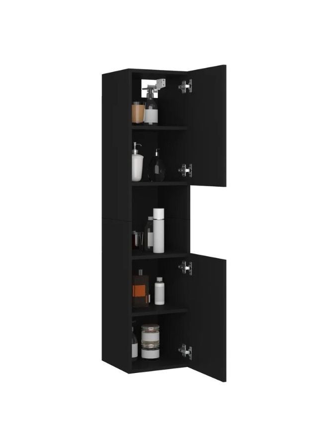 vidaxl Bathroom Cabinet Black 30x30x130 cm Engineered Wood  - Image 2
