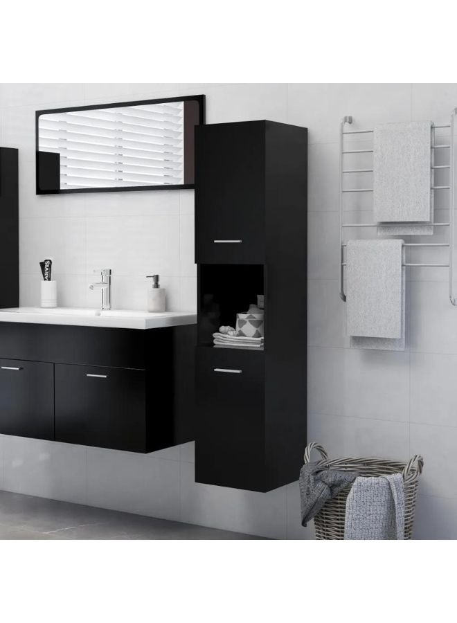 vidaxl Bathroom Cabinet Black 30x30x130 cm Engineered Wood  - Image 1