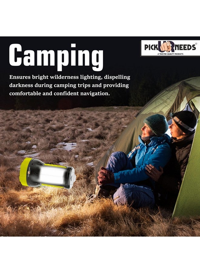 Pick Ur Needs Rechargeable Long Range Search Torch Light 50W with 2 Side Emergency Tube Light (Yellow) - Image 3