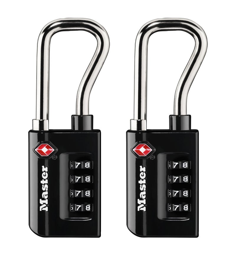 Master Lock Black Set Your Own Combination TSA Approved Luggage Lock, Travel Padlocks for Suitcases, Backpacks, Bags, 2 Pack, 4696T - Image 1