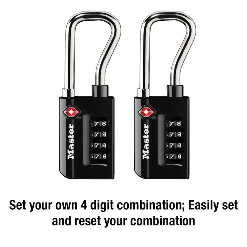 Master Lock Black Set Your Own Combination TSA Approved Luggage Lock, Travel Padlocks for Suitcases, Backpacks, Bags, 2 Pack, 4696T - Image 5