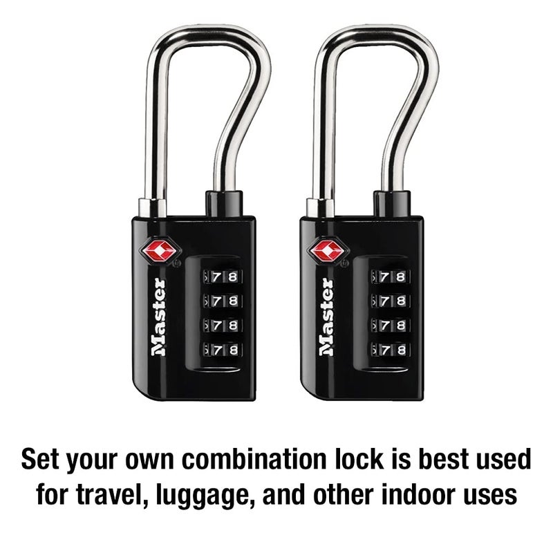 Master Lock Black Set Your Own Combination TSA Approved Luggage Lock, Travel Padlocks for Suitcases, Backpacks, Bags, 2 Pack, 4696T - Image 3