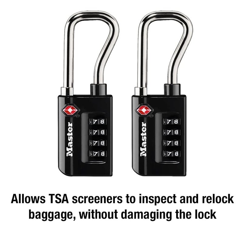 Master Lock Black Set Your Own Combination TSA Approved Luggage Lock, Travel Padlocks for Suitcases, Backpacks, Bags, 2 Pack, 4696T - Image 4