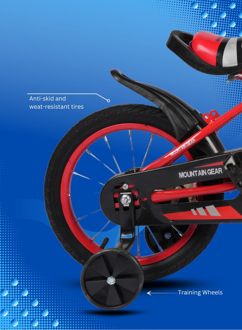 Children's Bicycle For 4-7 Years Old Kids Bike, 16 Inch Cycle, High Carbon Steel Frame,  Adjustable Seat, Smooth Bearings, Safe and Stable, Red