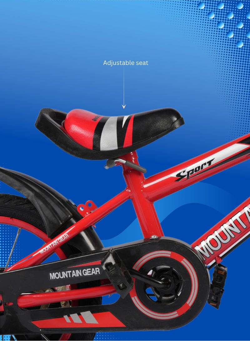 Children's Bicycle For 4-7 Years Old Kids Bike, 16 Inch Cycle, High Carbon Steel Frame,  Adjustable Seat, Smooth Bearings, Safe and Stable, Red