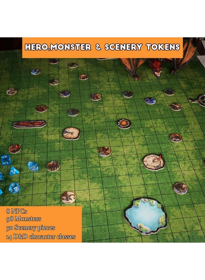 CZYY Foldable Battle Mat with DM Screen, Game Tokens, Dice Set, Markers - 2-Sided Wet & Dry Erase Terrain, Ultimate DND Starter Set, Accessories, Gift for Dungeon Master & Player - Image 5