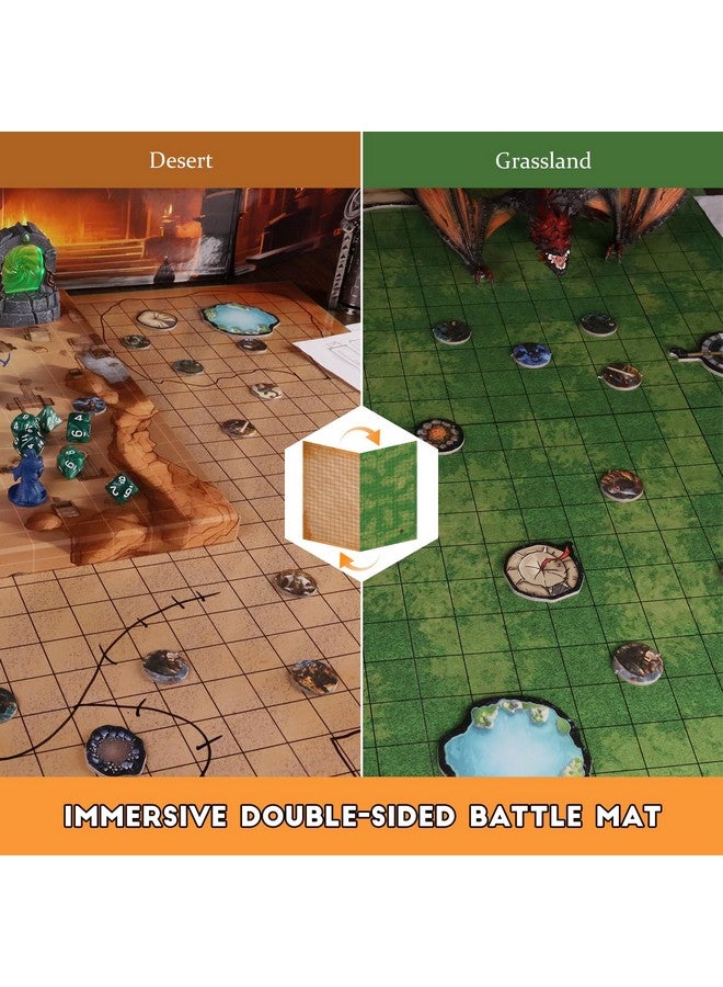 CZYY Foldable Battle Mat with DM Screen, Game Tokens, Dice Set, Markers - 2-Sided Wet & Dry Erase Terrain, Ultimate DND Starter Set, Accessories, Gift for Dungeon Master & Player - Image 3