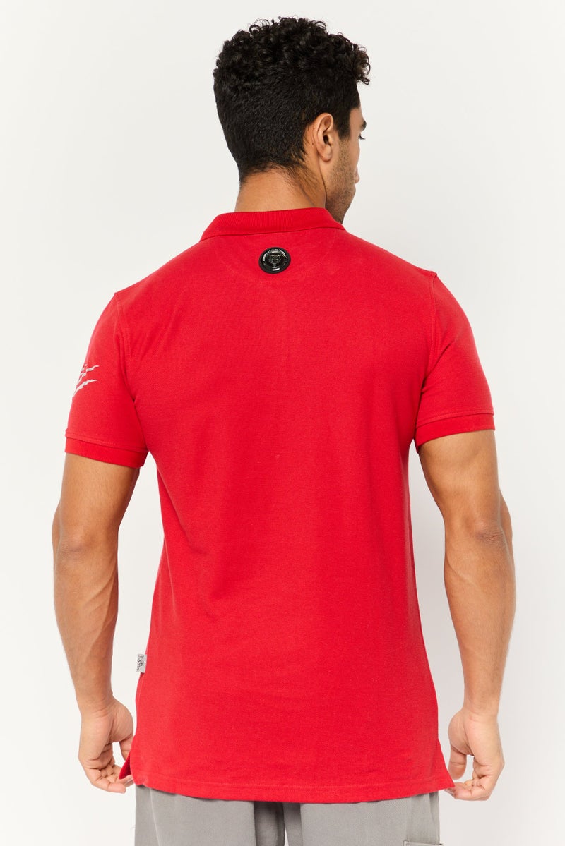 PHILIPP PLEIN Plein Sport Men Sportswear Fit Short Sleeves Outdoor Polo Shirt, Red - Image 4