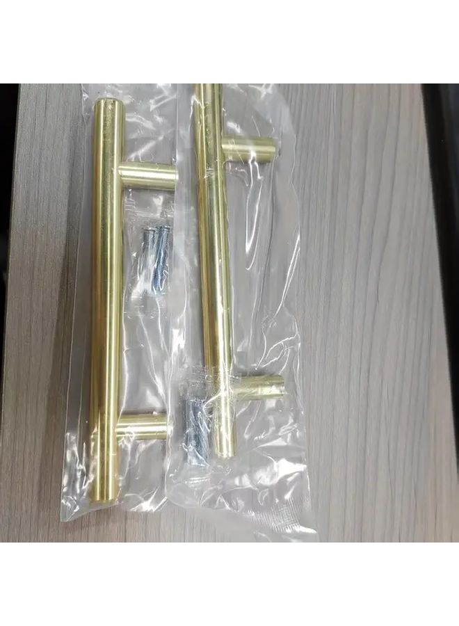 Golden T Shaped Cabinet Drawer Handle 2pcs Modern Minimalist Pull For Kitchen Furniture Wooden Door - Image 5