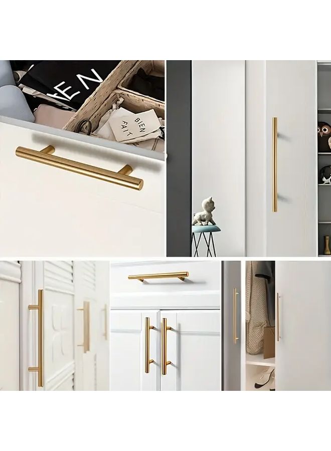 Golden T Shaped Cabinet Drawer Handle 2pcs Modern Minimalist Pull For Kitchen Furniture Wooden Door - Image 4