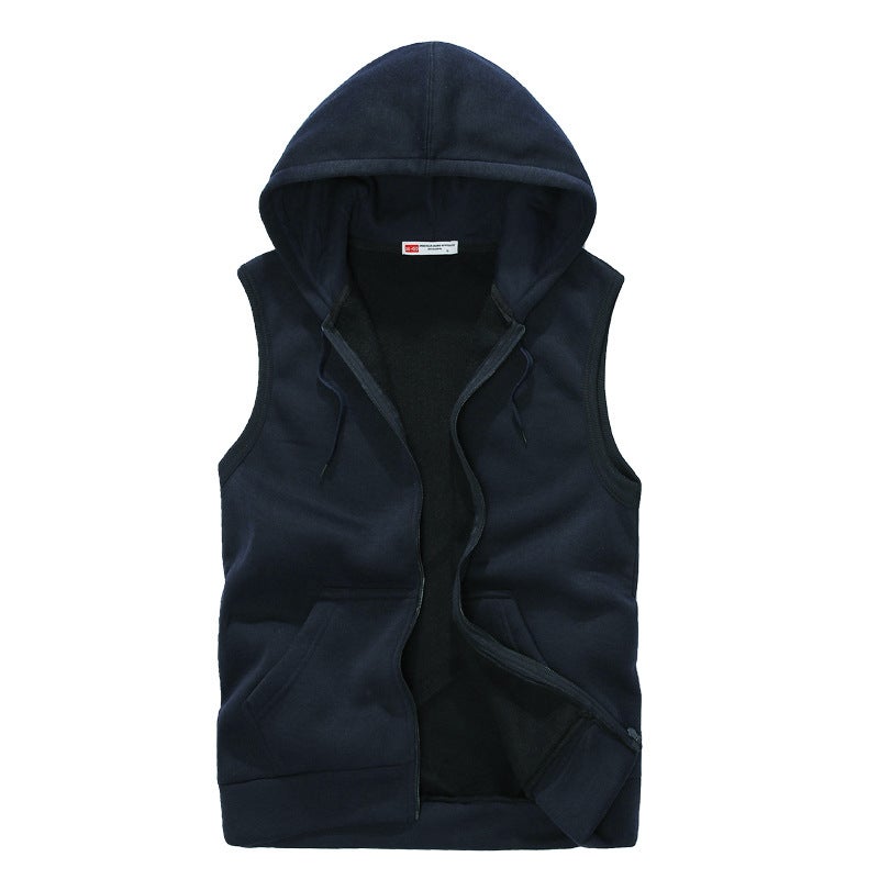 Foreign trade wholesale 2018 autumn new hooded cardigan coat couple Sports Leisure simple sleeveless vest vest Red - Image 2