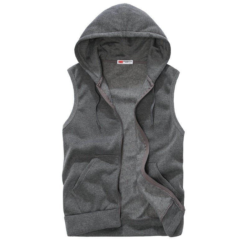 Foreign trade wholesale 2018 autumn new hooded cardigan coat couple Sports Leisure simple sleeveless vest vest Red - Image 4