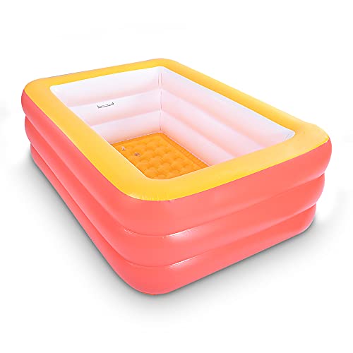 XFlated Inflatable Swimming Pool for kids, 59" X 45" X 20" Kiddie Pools with Inflatable Soft Floor, Durable Blow Up Pools for Backyard, Garden or Indoor (Blue) - Image 1