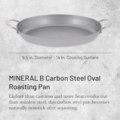 de Buyer MINERAL B Carbon Steel Oval Roasting Pan - 9.5” Diameter - Ideal for Roasting Meat, Seafood & Veggies - PFAS, PFOA & PFOS Free - Made in France - Image 2