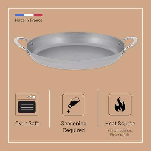 de Buyer MINERAL B Carbon Steel Oval Roasting Pan - 9.5” Diameter - Ideal for Roasting Meat, Seafood & Veggies - PFAS, PFOA & PFOS Free - Made in France - Image 3