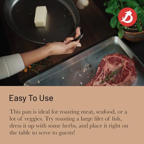 de Buyer MINERAL B Carbon Steel Oval Roasting Pan - 9.5” Diameter - Ideal for Roasting Meat, Seafood & Veggies - PFAS, PFOA & PFOS Free - Made in France - Image 4