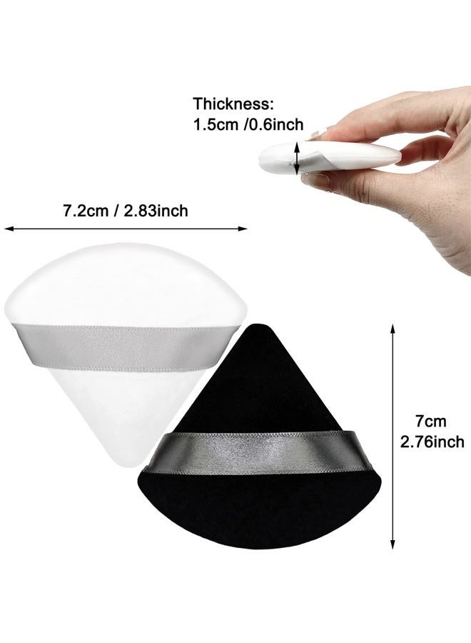 Scartink 12 Pieces Cosmetic Powder Puff,2.76 inch Portable Soft Sponge Setting Face Puffs,Triangle Velvet with Ribbon Band Handle for Loose Powder Body Powder Makeup Tool - Image 3