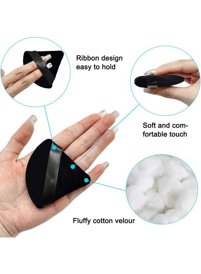 Scartink 12 Pieces Cosmetic Powder Puff,2.76 inch Portable Soft Sponge Setting Face Puffs,Triangle Velvet with Ribbon Band Handle for Loose Powder Body Powder Makeup Tool - Image 4